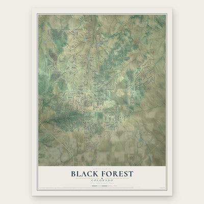 Black Forest, Colorado map print, the full design