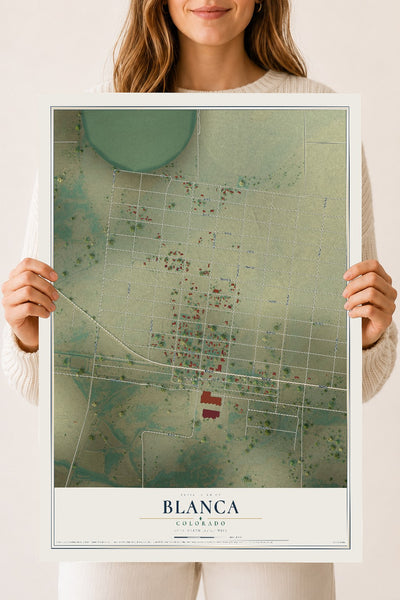 Map of Blanca, Colorado, 18 x 24 inch unframed archival matte print