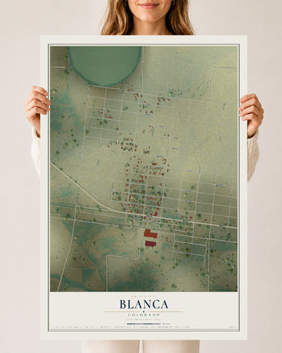 Map of Blanca, Colorado, 24 x 36 inch unframed archival matte print