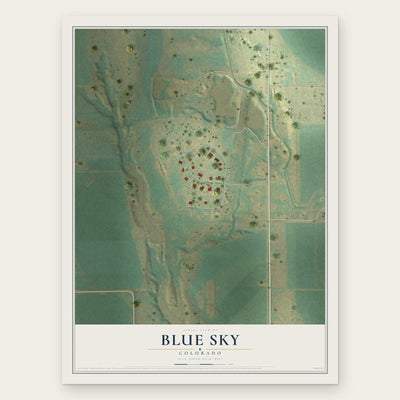 Blue Sky, Colorado map print, the full design