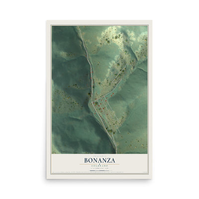 Map of Bonanza, Colorado, 12 x 18 inch unframed archival matte print