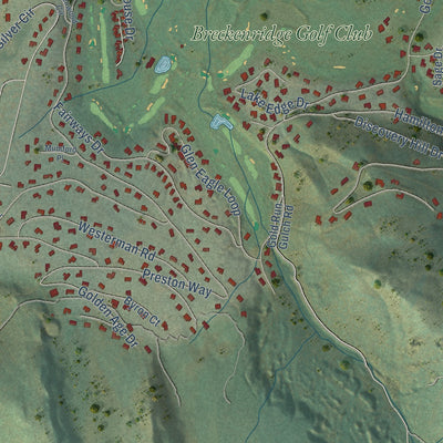 Second close-up of the map of Breckenridge, Colorado print showing more streets and buildings