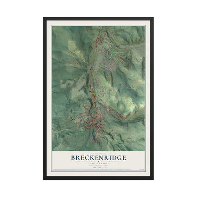 Map of Breckenridge, Colorado, 12 x 18 inch print in a black wood frame