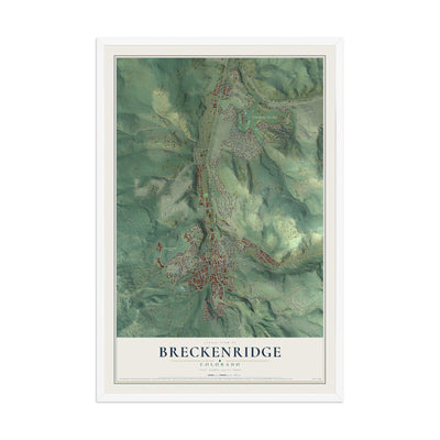 Map of Breckenridge, Colorado, 12 x 18 inch print in a white wood frame