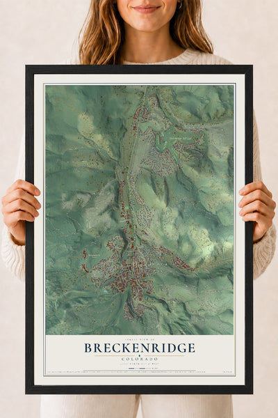 Map of Breckenridge, Colorado, 18 x 24 inch print in a black wood frame