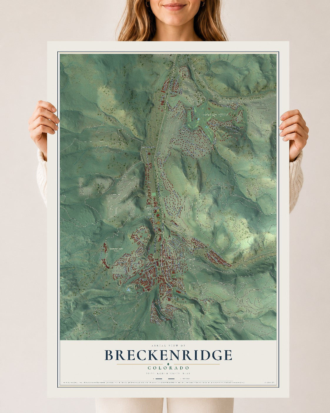 Map of Breckenridge, Colorado, 24 x 36 inch unframed archival matte print