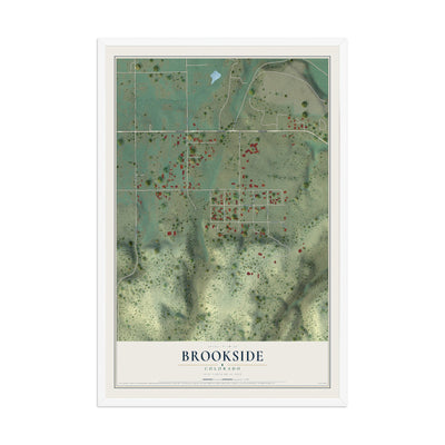 Map of Brookside, Colorado, 12 x 18 inch print in a white wood frame