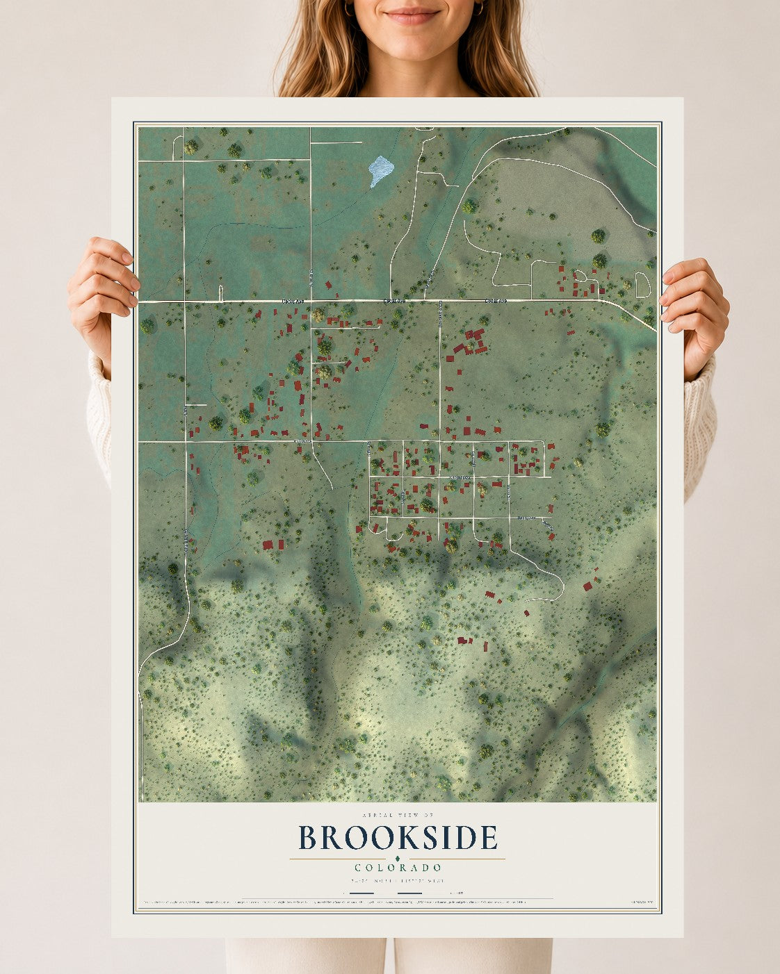Map of Brookside, Colorado, 24 x 36 inch unframed archival matte print