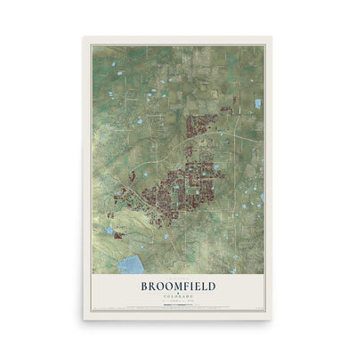 Map of Broomfield, Colorado, 12 x 18 inch unframed archival matte print
