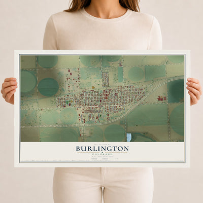Map of Burlington, Colorado, 12 x 18 inch unframed archival matte print
