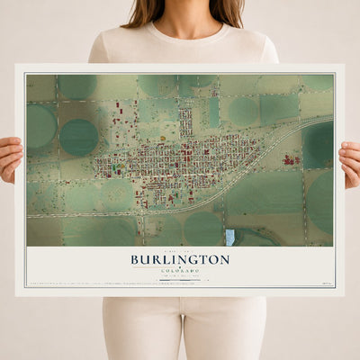 Map of Burlington, Colorado, 18 x 24 inch unframed archival matte print