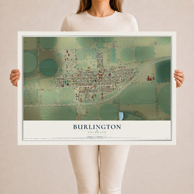 Map of Burlington, Colorado, 24 x 36 inch unframed archival matte print