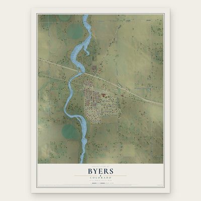 Byers, Colorado map print, the full design
