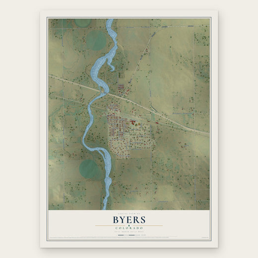 Byers, Colorado map print, the full design