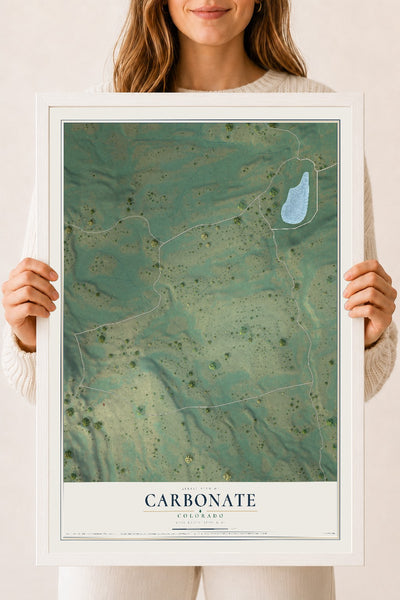 Map of Carbonate, Colorado, 18 x 24 inch print in a white wood frame