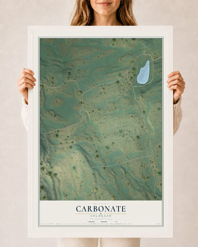 Map of Carbonate, Colorado, 24 x 36 inch print in a white wood frame