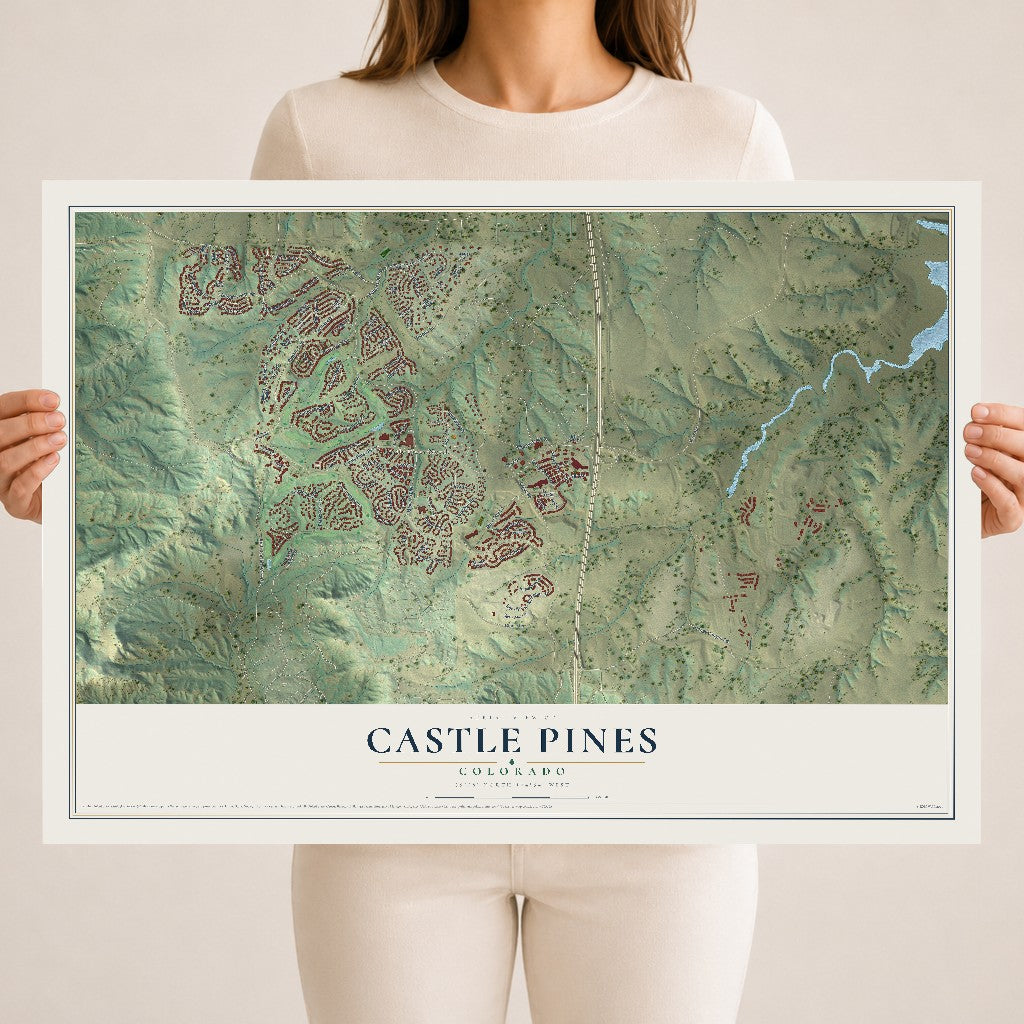 Map of Castle Pines, Colorado, 18 x 24 inch unframed archival matte print