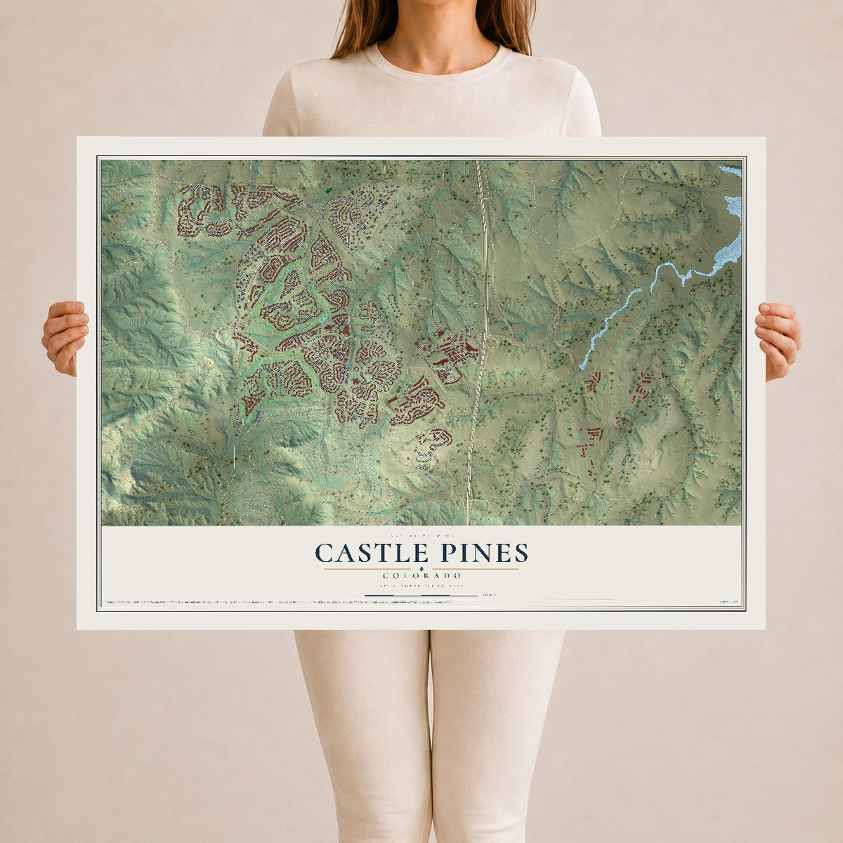Map of Castle Pines, Colorado, 24 x 36 inch unframed archival matte print