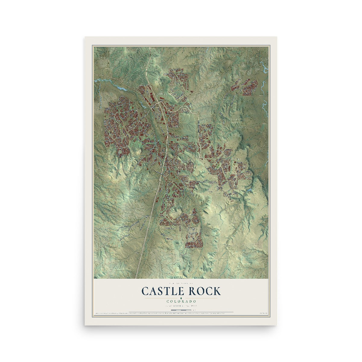 Map of Castle Rock, Colorado, 12 x 18 inch unframed archival matte print