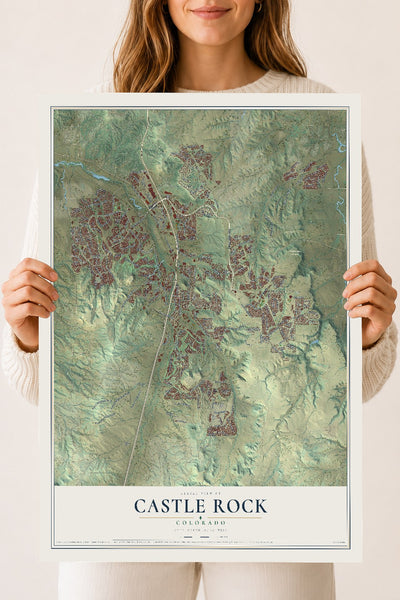 Map of Castle Rock, Colorado, 18 x 24 inch unframed archival matte print