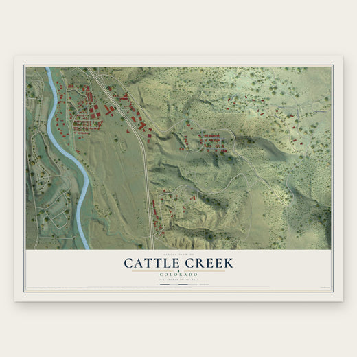 Cattle Creek, Colorado map print, the full design
