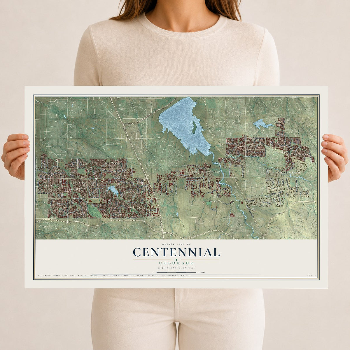 Map of Centennial, Colorado, 12 x 18 inch unframed archival matte print