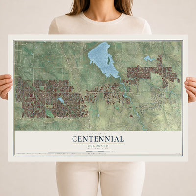 Map of Centennial, Colorado, 18 x 24 inch unframed archival matte print