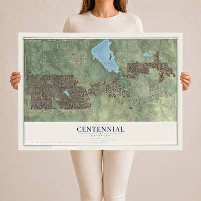 Map of Centennial, Colorado, 24 x 36 inch unframed archival matte print