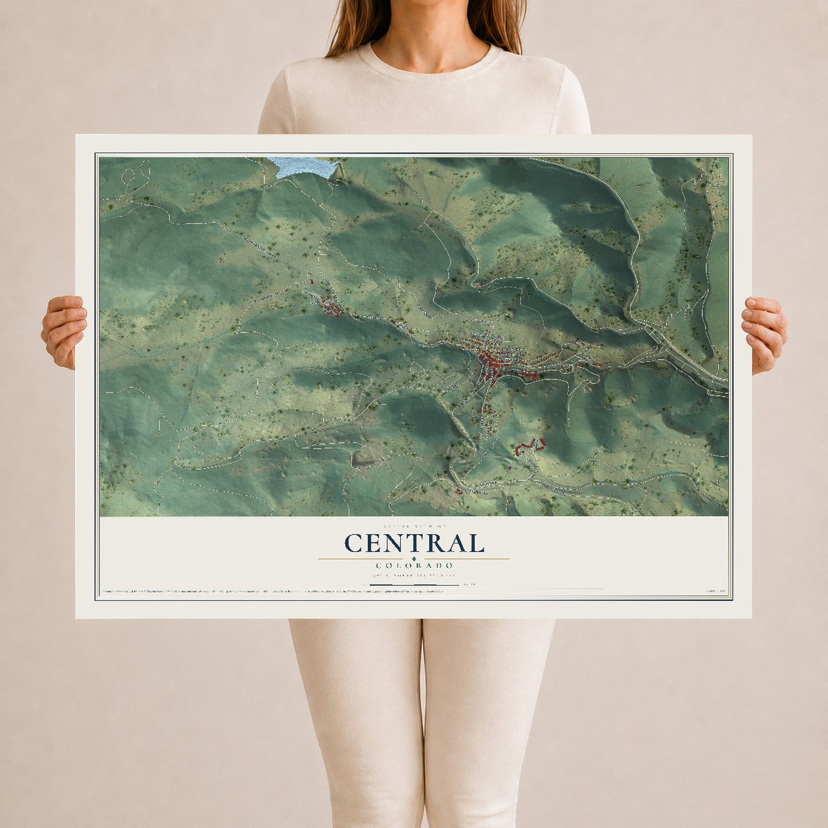 Map of Central, Colorado, 24 x 36 inch unframed archival matte print