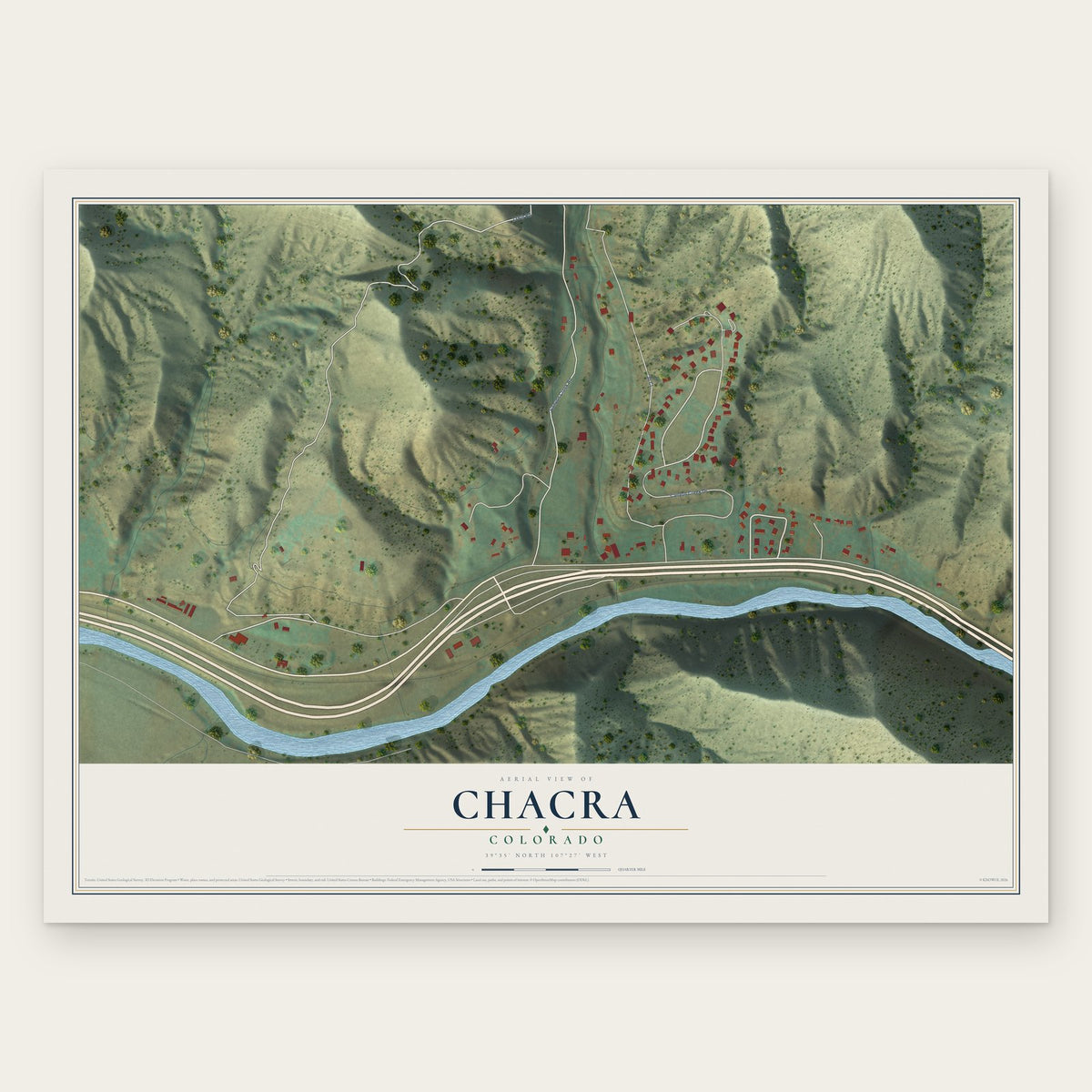 Chacra, Colorado map print, the full design