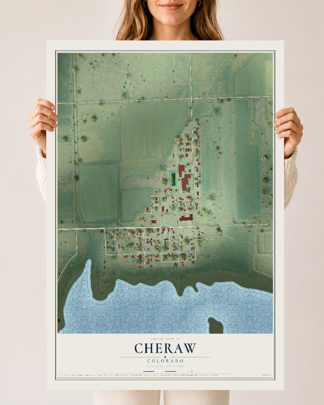 Map of Cheraw, Colorado, 24 x 36 inch unframed archival matte print