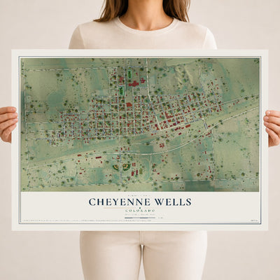 Map of Cheyenne Wells, Colorado, 18 x 24 inch unframed archival matte print