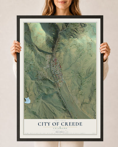 Map of the City of Creede, Colorado, 24 x 36 inch print in a black wood frame