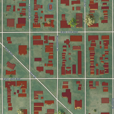 Close-up of the map of City Park West, Colorado print showing street and building detail