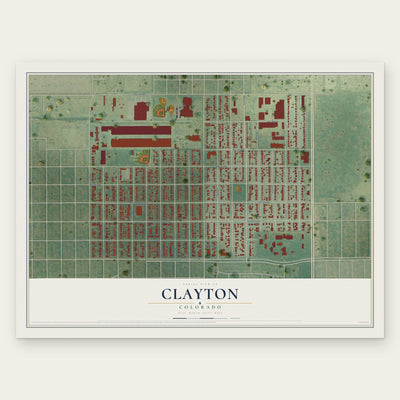 Clayton, Colorado map print, the full design