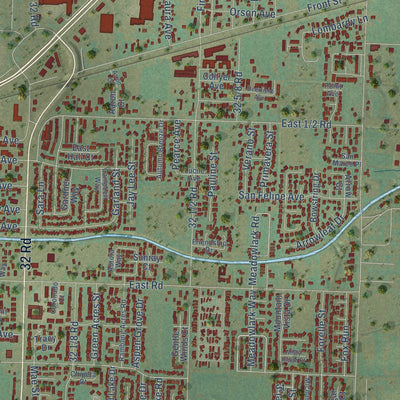 Close-up of the map of Clifton, Colorado print showing street and building detail