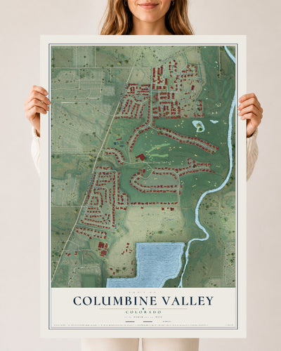 Map of Columbine Valley, Colorado, 24 x 36 inch unframed archival matte print