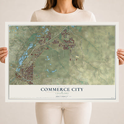 Map of Commerce City, Colorado, 18 x 24 inch unframed archival matte print