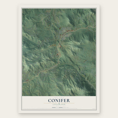 Conifer, Colorado map print, the full design
