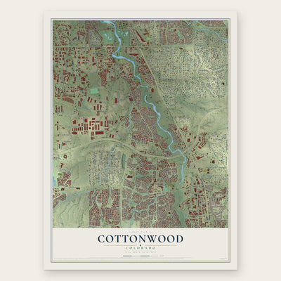 Cottonwood, Colorado map print, the full design