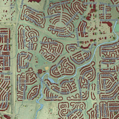 Close-up of the map of Cottonwood, Colorado print showing street and building detail
