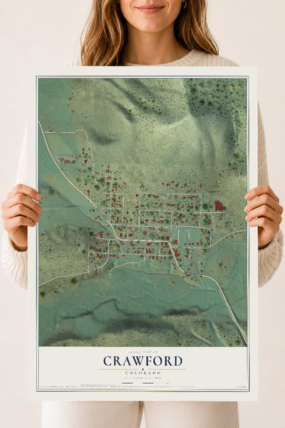 Map of Crawford, Colorado, 18 x 24 inch unframed archival matte print