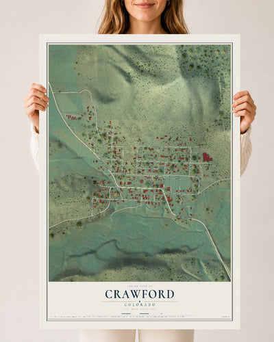 Map of Crawford, Colorado, 24 x 36 inch unframed archival matte print
