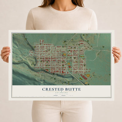 Map of Crested Butte, Colorado, 12 x 18 inch unframed archival matte print