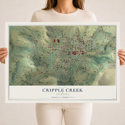 Map of Cripple Creek, Colorado, 18 x 24 inch unframed archival matte print