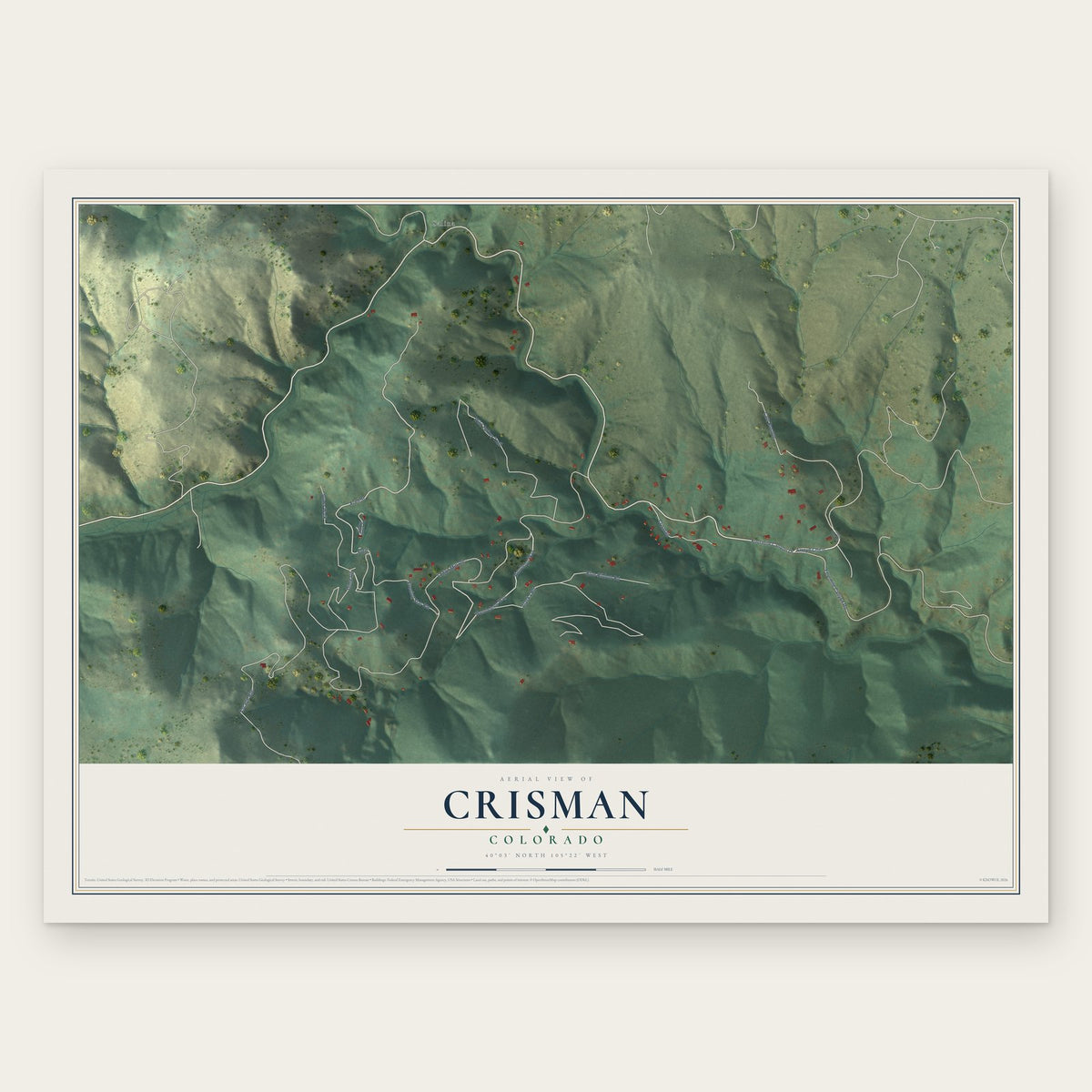 Crisman, Colorado map print, the full design
