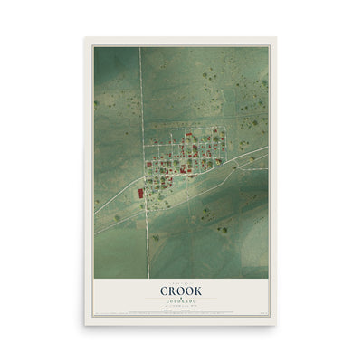 Map of Crook, Colorado, 12 x 18 inch unframed archival matte print