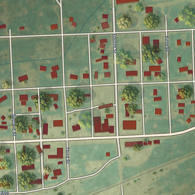 Close-up of the map of Crook, Colorado print showing street and building detail
