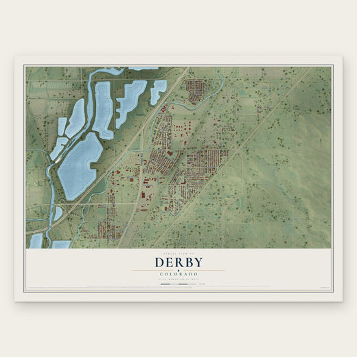 Derby, Colorado map print, the full design