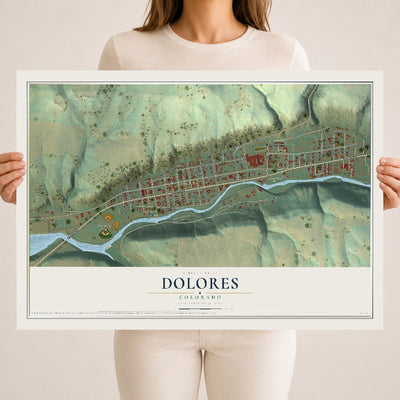 Map of Dolores, Colorado, 18 x 24 inch unframed archival matte print